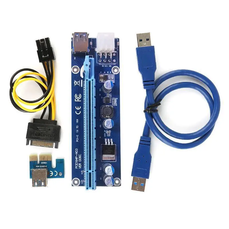 Ver 009s Pci-e 6pin 1x до 16x карта расширения Pci Express Usb 3 0 кабель питания Gpu переходники адаптера