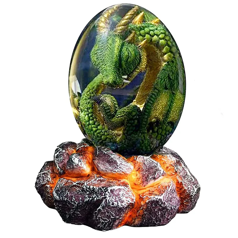 Amazon Hot Selling Crystal Resin Carved Lava Dragon Egg With Base Ornaments