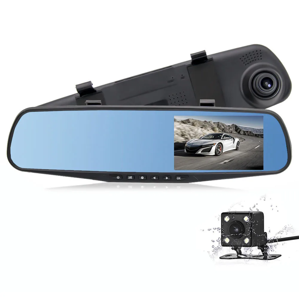 Digital Video Recorder Rear View Mirror Dual Lens 4.3 inch Car Camera Recording DVR