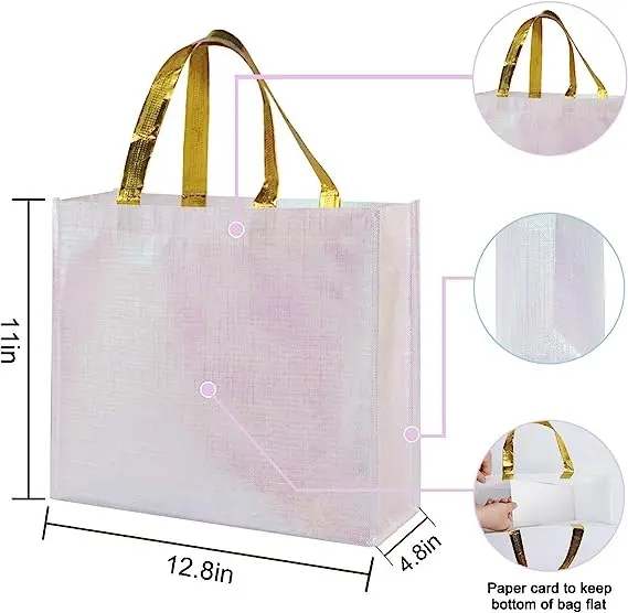 Custom Logo Non Woven Shopping Bags Reusable Laminated Gold Bag With Handles For Packing Clothes