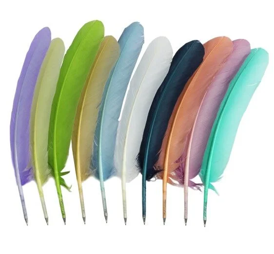 Advertising Wedding novelty feather Pen, Promotional Luxury Natural Peacock Colorful Gift Signature Pen Feather Ball Point Pen