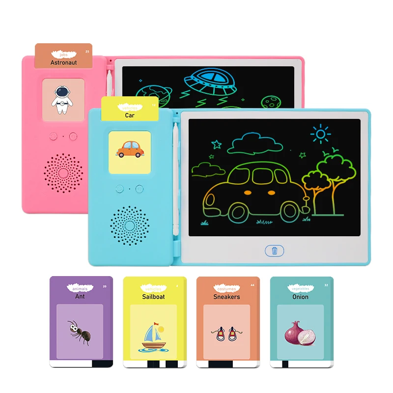 educational flash card for kids toddlers toy flash card reader with 8.5 inch digital writing pads