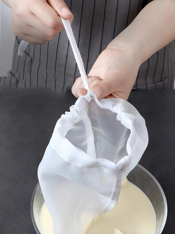 Reusable Nylon / Organic Cotton / Hemp Mesh Nut Milk Filter Bag For All Purpose Food Strainer - Nut Milk, Juicing, Coffees