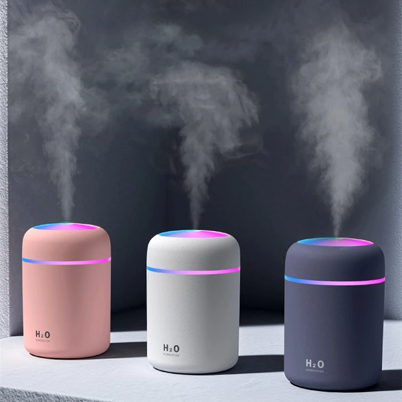 300ml H2O Humidifiers Humidificador Colorful Led Night Light Portable Smart Cool Mist Ultrasonic Mini Usb Car Air Humidifier