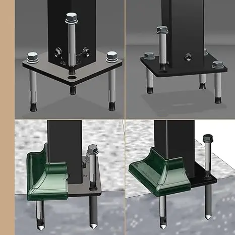 Walmart Hot Sale Rockwill Fence Accessories Base Flange Deck Post Brackets With Interlocking Cover For Courtyard