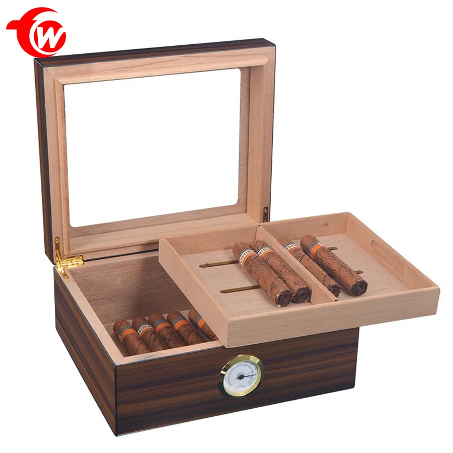 Wood Cigar Showcase Rack Display Humidors Luxury Large Capacity High Quality Humidifier Cigar Cabinet