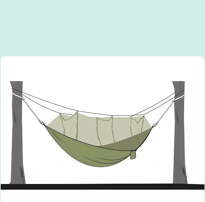 1PCS Mosquito-Proof Mosquito Net Hammock Nylon Hammock With Tree Belt Use For Outdoor Beach Terrace Hiking Camping Park
