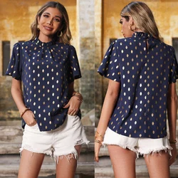 Womens Summer Tank Tops Fashionable Blouse for Ladies Workout Chiffon Shirts Blouses Embroidery Bronzing Crop Top for Women 2022