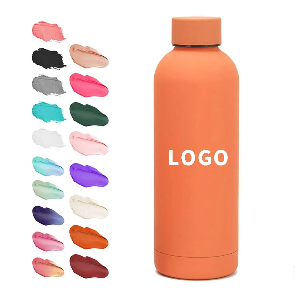 Double Wall Insulated Thermos Bottle Soft Rubber Paint Small Mouth Stainless Steel Water Bottle 500ml 750ml 1000ml