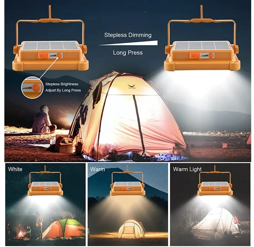 500W Portable Rechargeable USB Solar Power LED Emergency lamp Solar reflector Flood Light