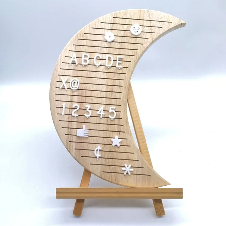 Moon Shape Solid Wooden Letter Board for Writing a Quote of Your Favorite Song or a Loving Note