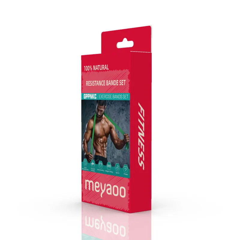 Recyclable 400gsm Art Paper Box Customized Design Colorful Printed Paper Box with Hanging Hole for Resistance Band Set Packaging