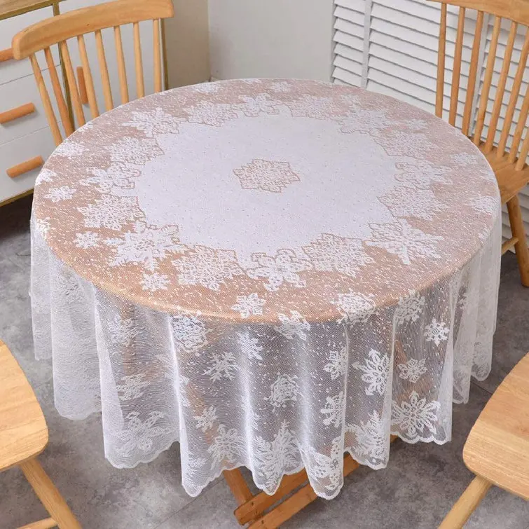 Decoration Dining Party White Lace Embroidery Round Wedding Tablecloths Table Cloth