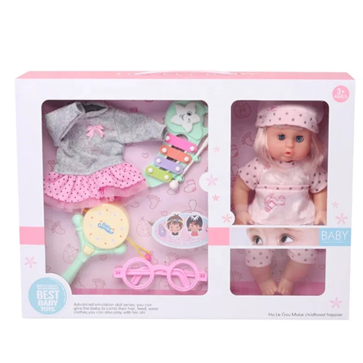 playing knock piano drum clothes 12 inch toys beautiful baby girl doll