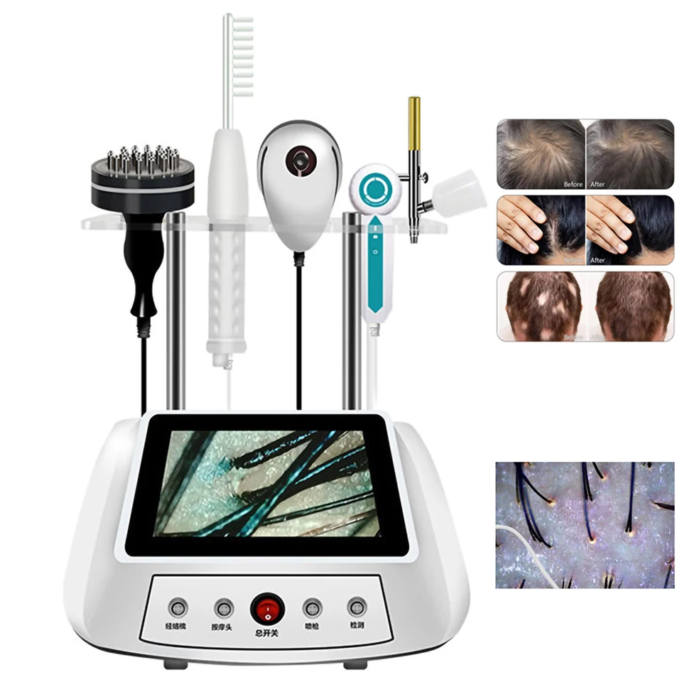 Professional 5 In 1 Scalp Tester Head Spa Equipment Scalp Massager For Hair Salon Use Hair Growth With Oxygen Jet Scalp Analysis