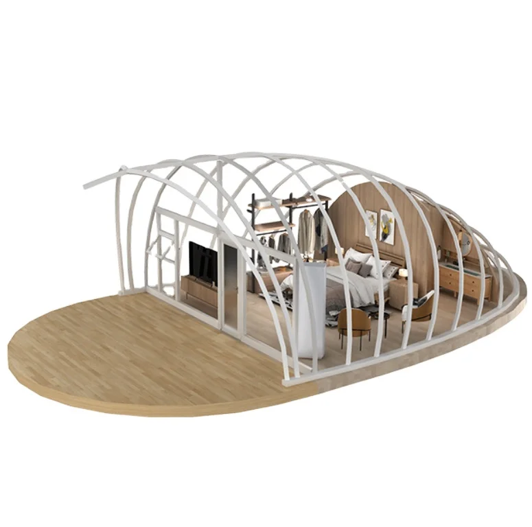 Luxury Glamping Safari Tents Beach Resort Outdoor Mini Houses PVC Canvas 6m Size Tenda Shell Shape Two Door PVDF Structure Sale