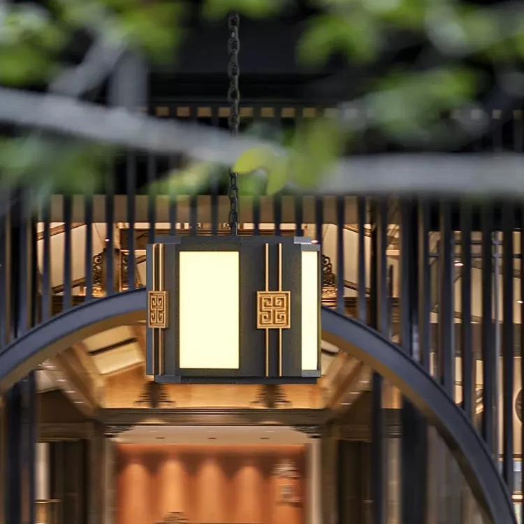 Outdoor villa chandelier outdoor courtyard waterproof pavilion landscape lights new Chinese pavilion chandelier