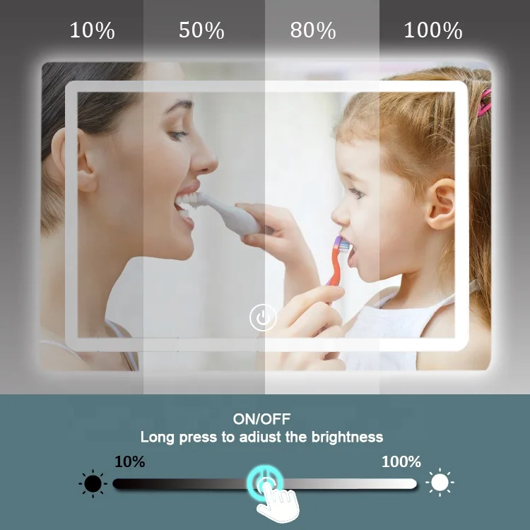 Wholesale Regular Rectangle Human Body Sensor Smart Touch Screen LED Light Bathroom Mirror LED Light Backlit Smart Mirror