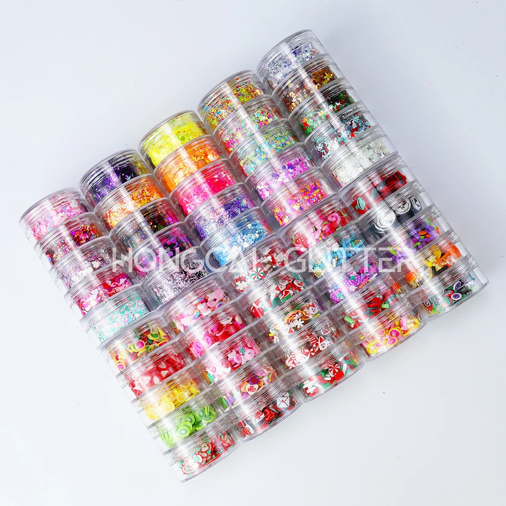 bulk 5-layer conjoined clear bottle packing chunky glitter and Sprinkle Polymer Clay