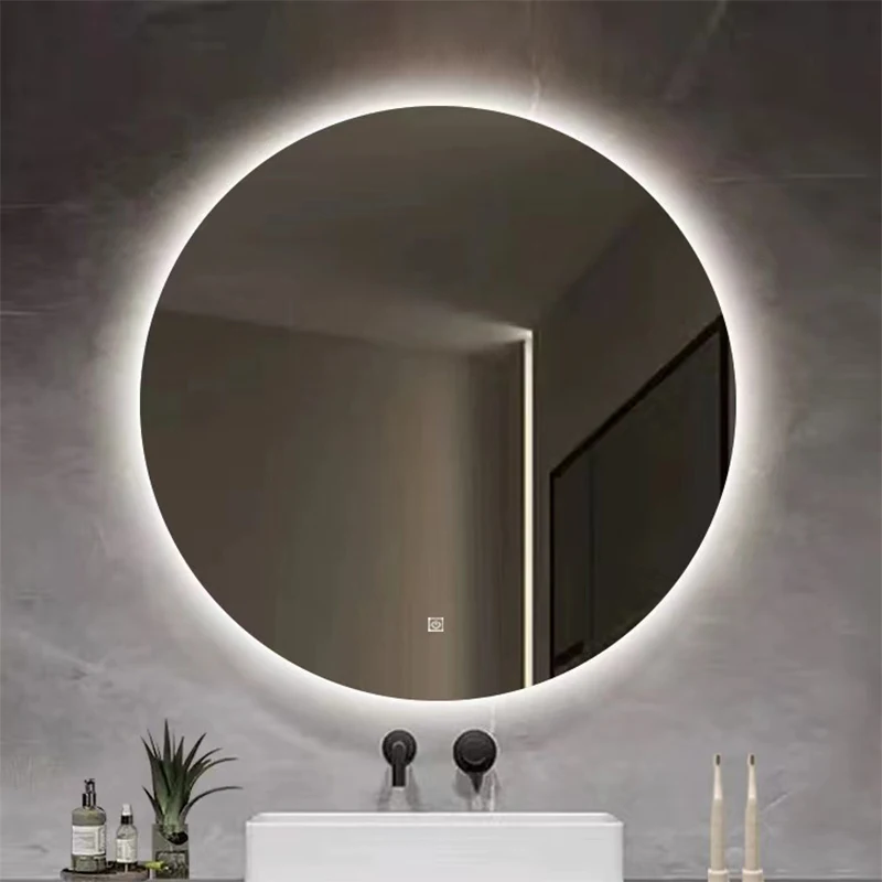 Круглое зеркало со светодиодом 3 варианта света для макияжа светодиодное освещение ванной комнаты асимметричное современный дизайн ручной работы
