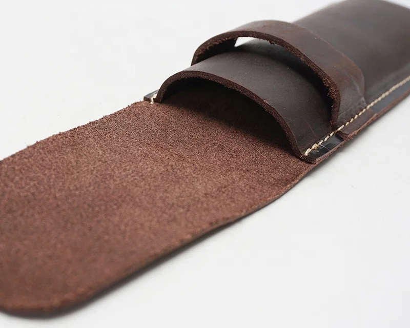 Handcrafted Top Grain Leather Pen Stand Custom Pencil Bag with Tuck Flap High Quality Pen Pouch and Pencil Case
