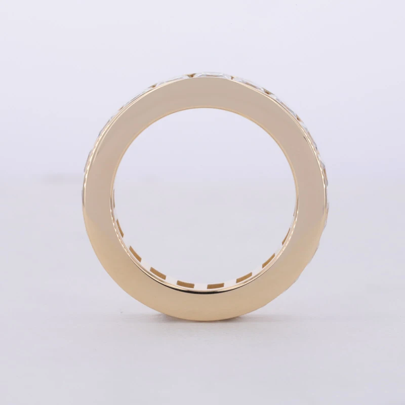 2023 Hot Sale 14k Yellow Gold Ring Princess Cut  3.5*3.5mm Moissanite Lab Grown Diamond Men Band