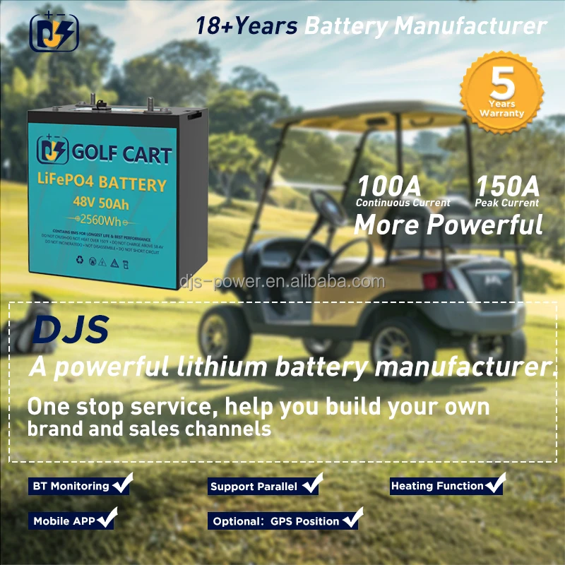 Lithium 48v 50ah battery LFP 51.2V 50Ah 2560Wh Golf cart sightseeing car Tricycle Battery pack Replace Trojan GC2 battery