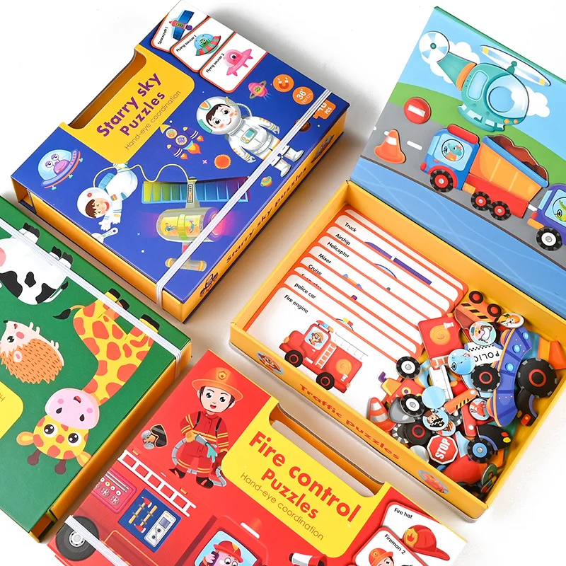 CL498 Montessori Toys Children Early Educational Learning Toys Animal and Traffic Vehicle Game Magnetic Paper Puzzle