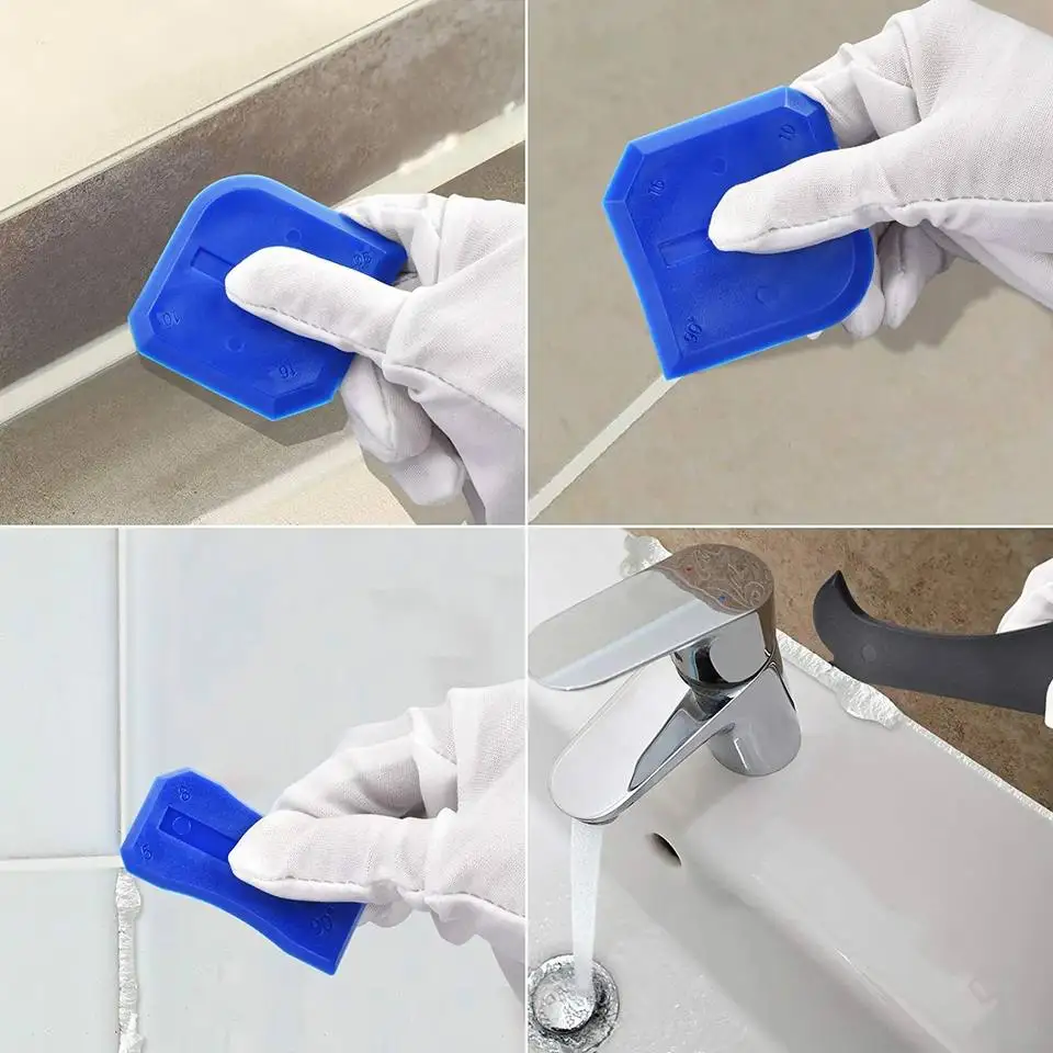 Plastic 3 in 1 Multi-function Corner Tile Grout Removal Tools Caulking Glue Cleaning Silicone Trowel Scraper