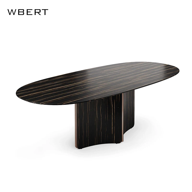 WBERT Nordic Solid Wood Office Conference Home Desk for Kitchen and Apartment Use Oval Dining Table