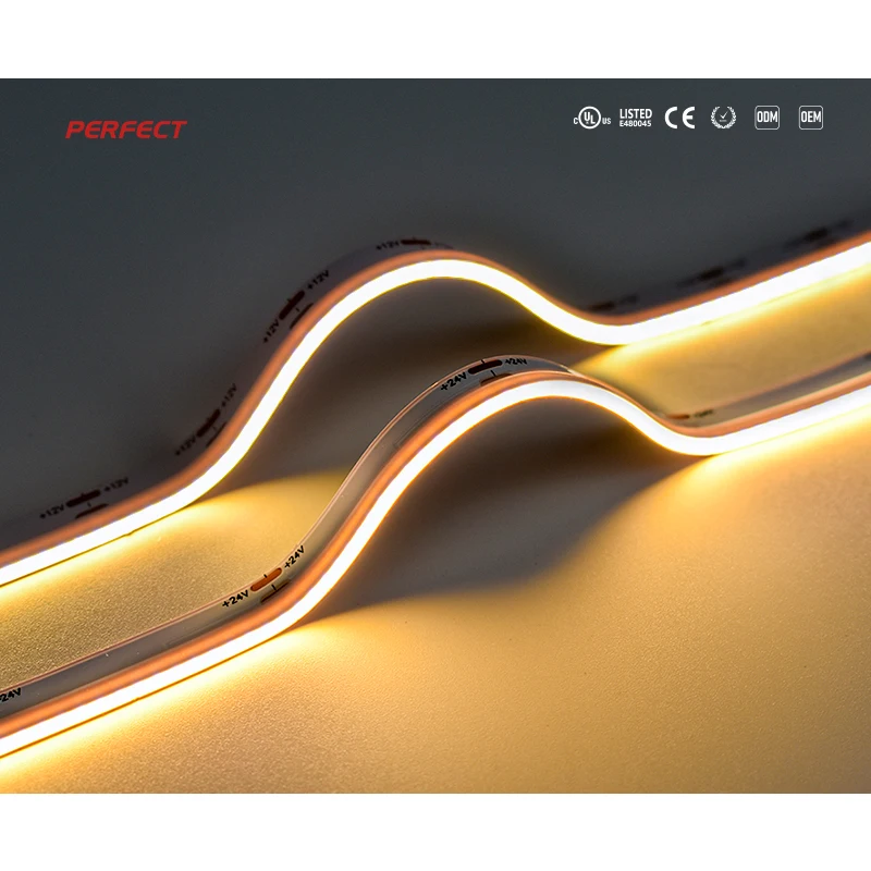 Flexible COB LED strip light side emitting light dot less 12V/24V 8mm LED strip