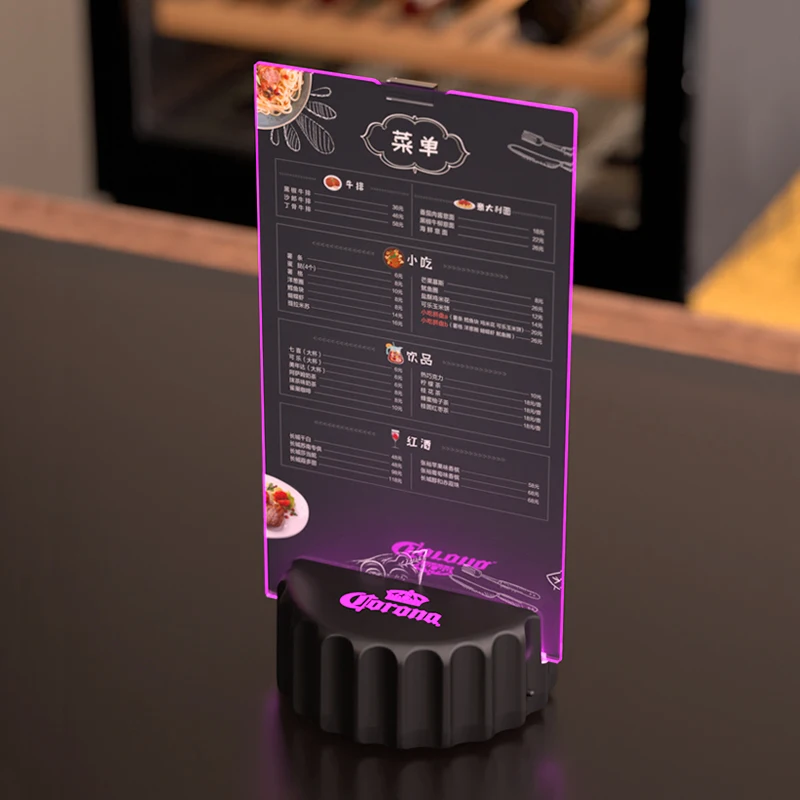 Лучшая пластиковая подсвечиваемая светодиодная подставка для меню напитков