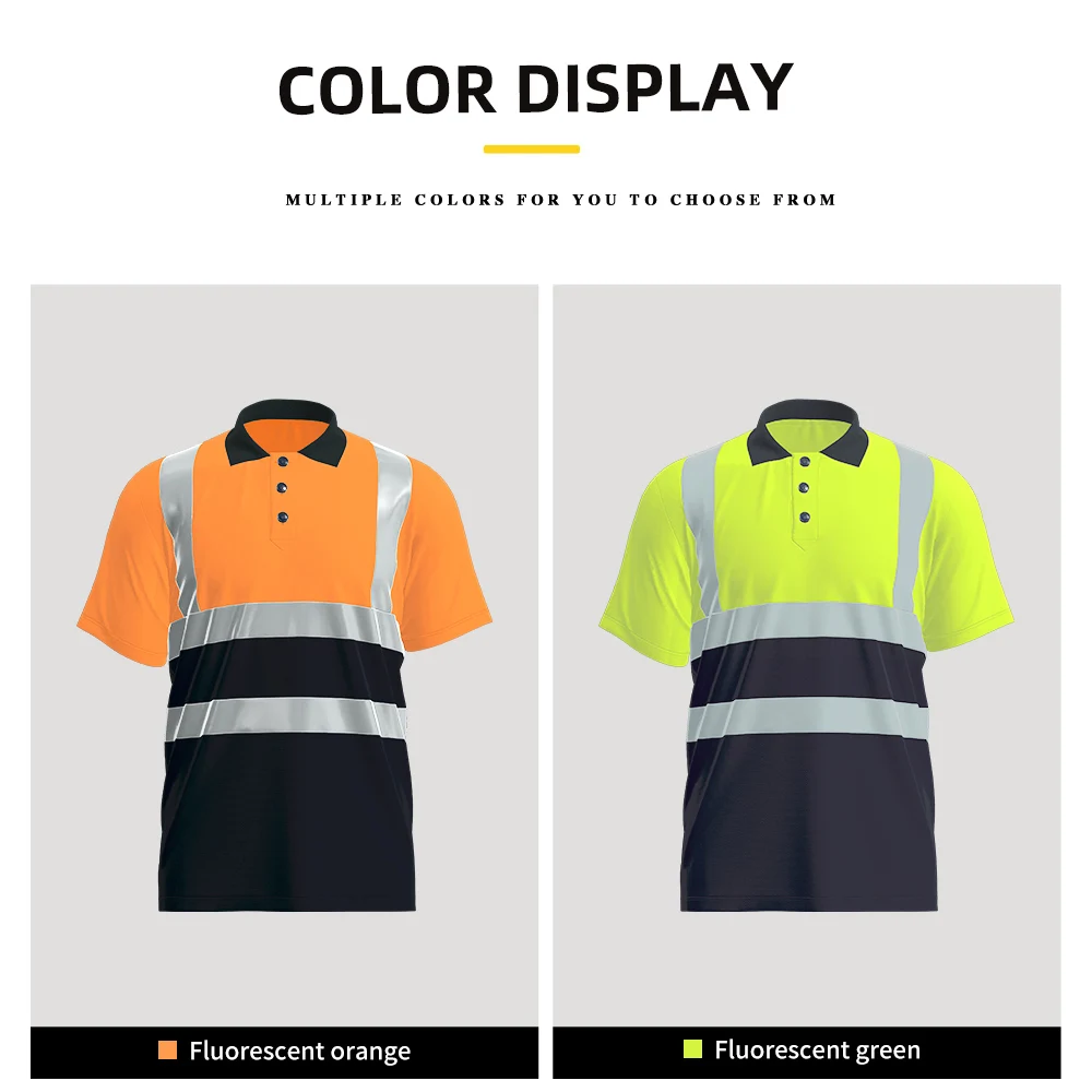 Summer Short Sleeve Quick Dry Polo Shirts Reflective Strips Safety Work T Shirt Construction Work Pants