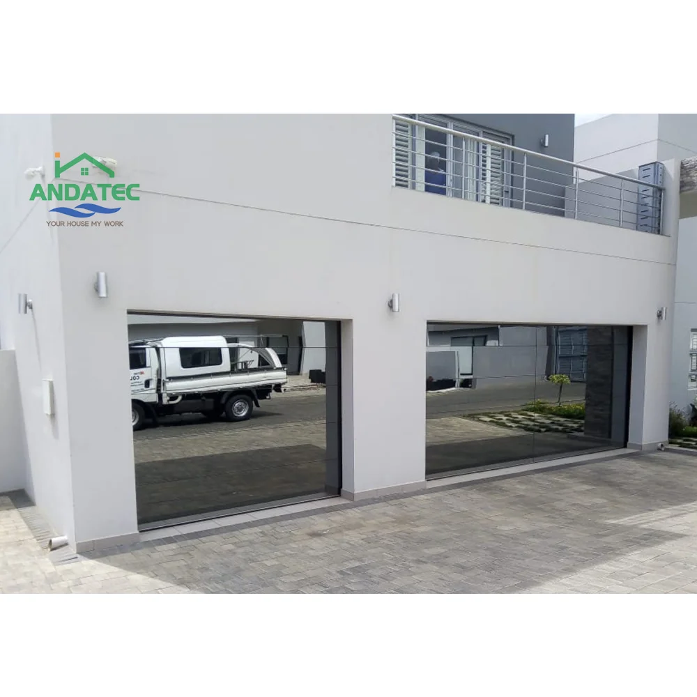 Commercial insulated frameless aluminum black for villa New style Modern Motor Garage Door Automatic