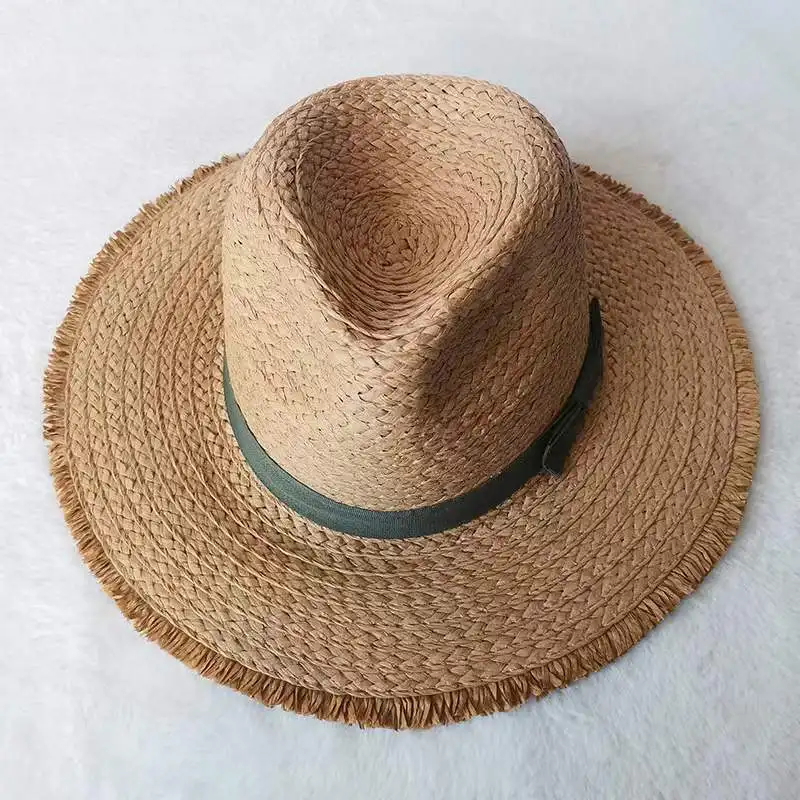 custom wholesale fashion custom men unisex sunhat   unisex  cool cowboy outdoor straw hat manufacture