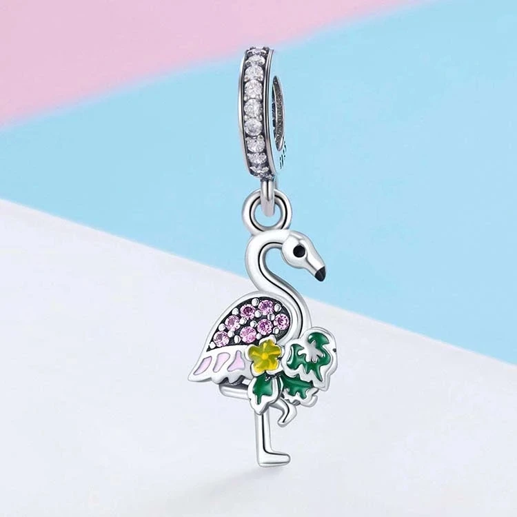 925 sterling silver flamingo shape animal charms wholesale