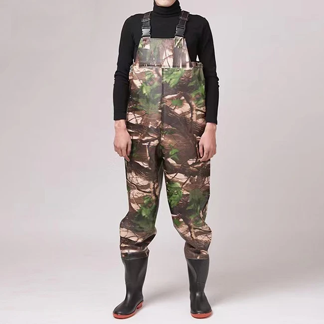 Camouflage Chest Waders Waterproof PVC Fabric Camouflage Fishing Chest Waders With Boots Fishing Suits