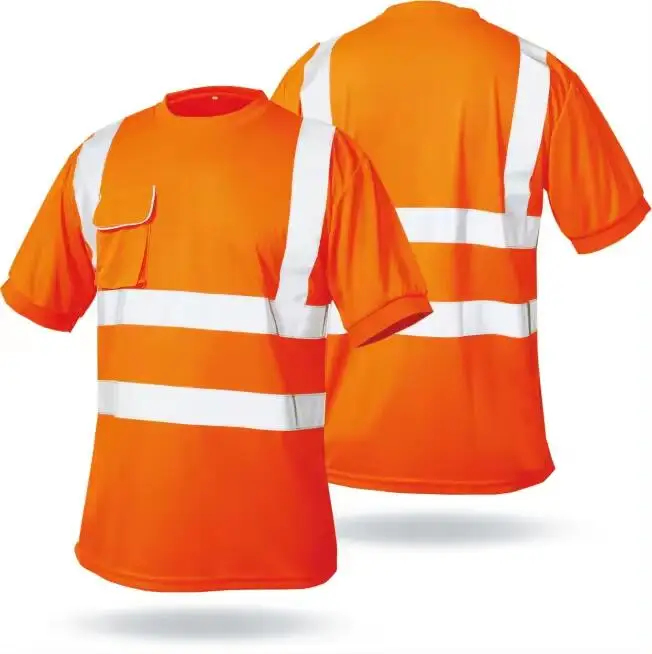 LX Hi Vis Safety T-shirt Short Sleeve Reflective Polo Shirt Fluorescent Yellow Orange Safety T-shirt