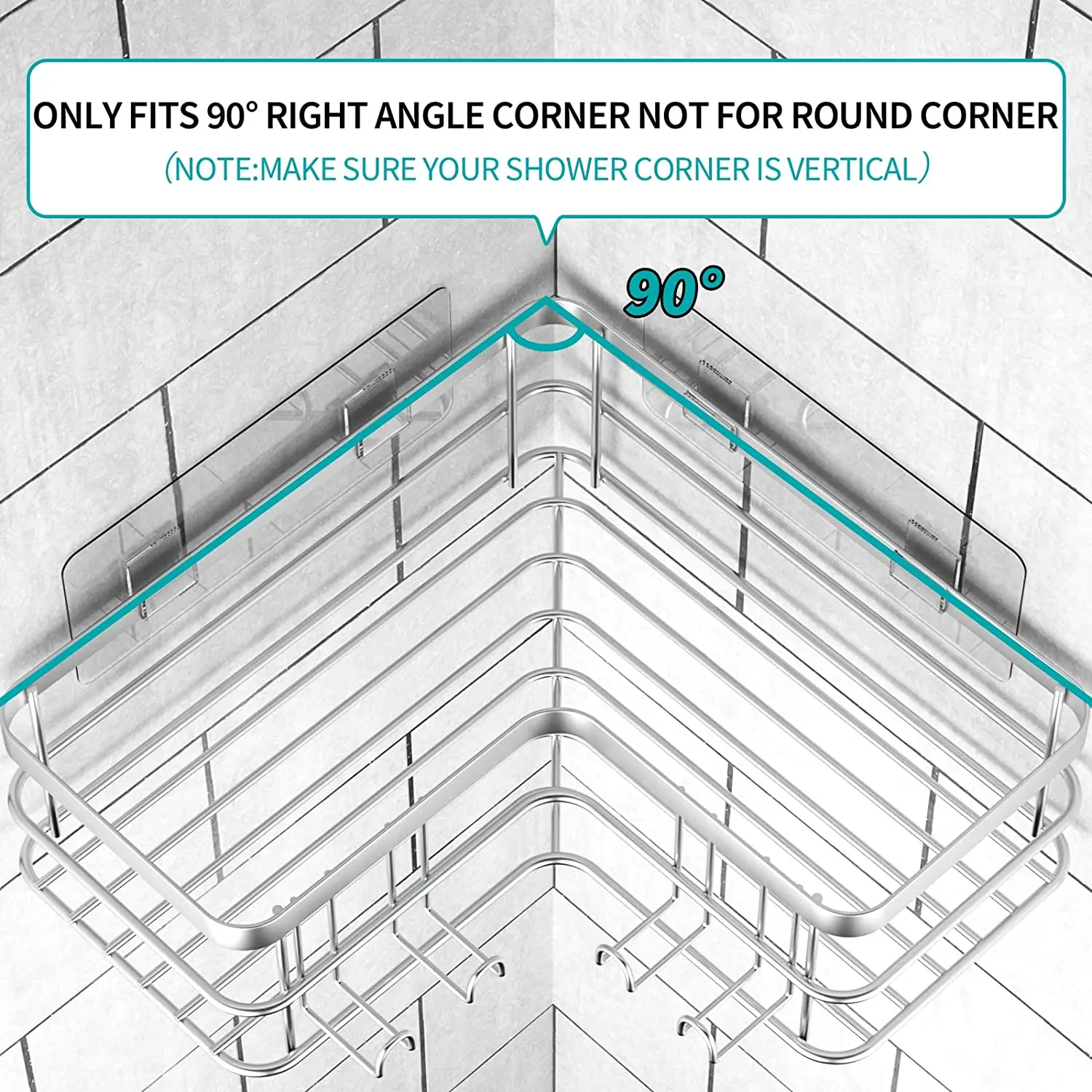 BX 2-Pack bathroom  stainless steel 304 /201/steel wire corner shower caddy  rack adhesive  shower shelves