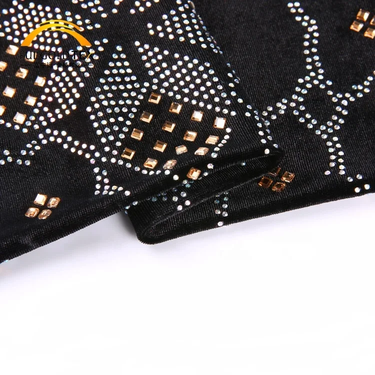 Высококачественный бархатный материал для одежды с 3d вышивкой стразами латиноамериканских танцев