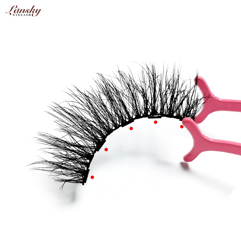 private label natural 3d vegan 5 magnets magnetic faux mink false eyelashes no glue no eyeliner
