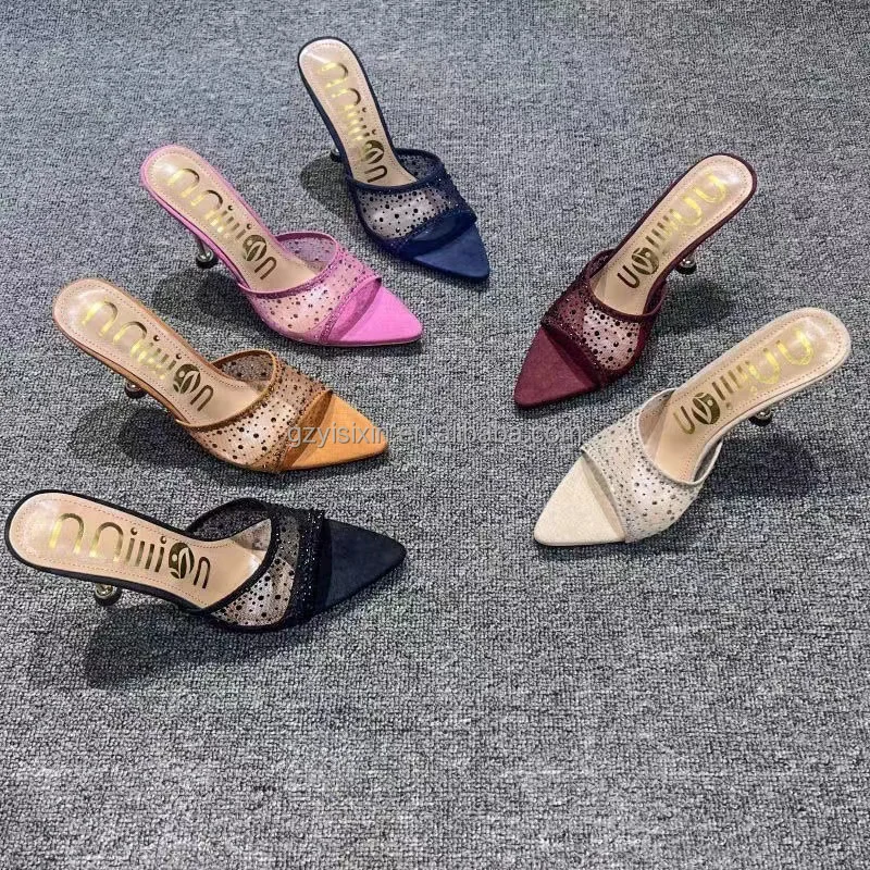 2024 Cheap high quality new letters high heels for ladies with stylish sandals with stiletto straps