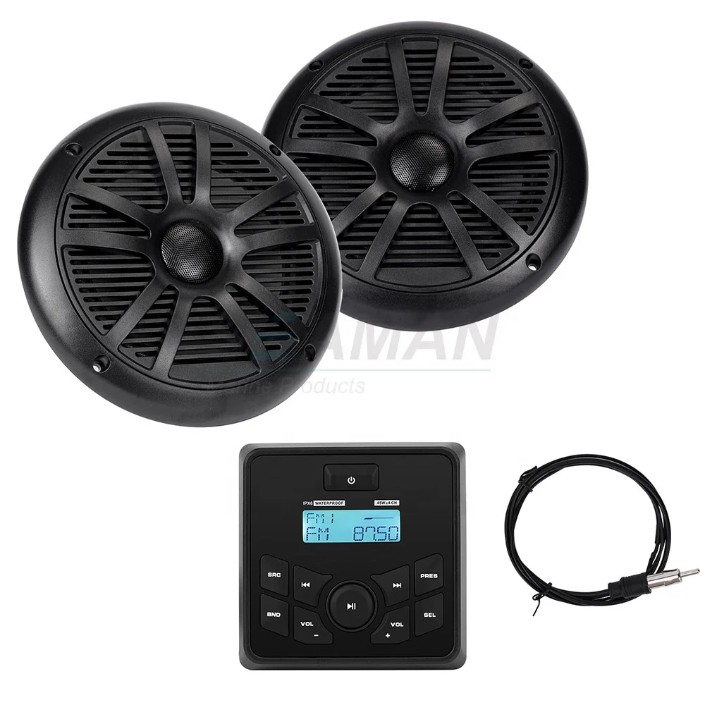 Waterproof Marine Receiver Speaker Package for boat UTVS motorcycle