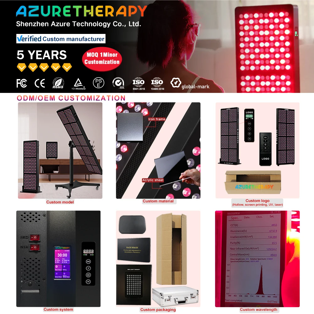 AZURE OEM ODM Innovations Touch Screen 7 Wavelength 1500W Full Body PDT Machine Infared Device Led Red Light Therapy Panel
