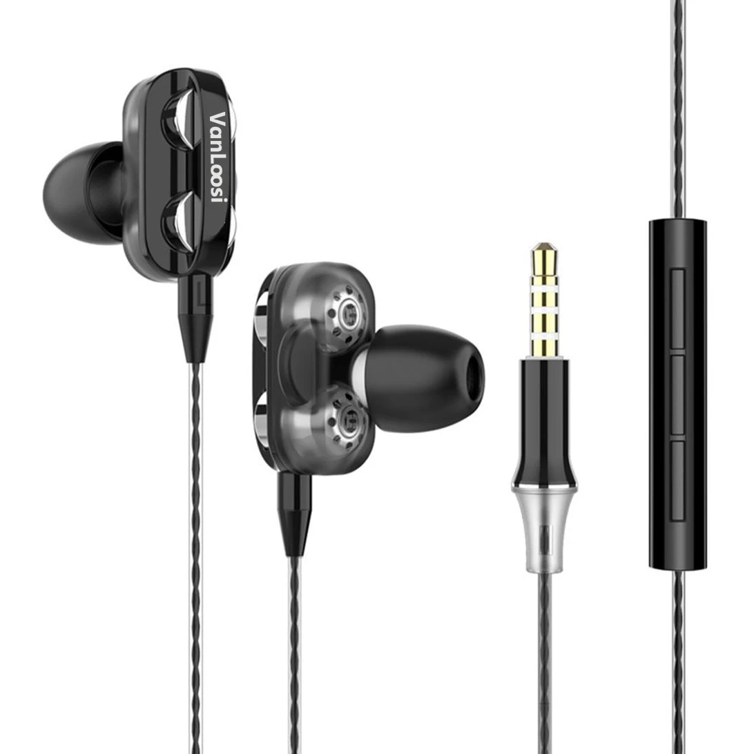 Wired Headphone HD Stereo Earpiece Button Control 1.2M Deep Bass in-ear Earphone with Mic Handsfree for Mobile Phone