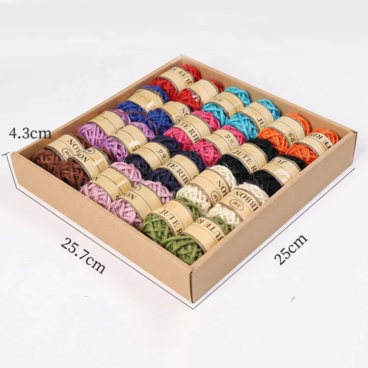 
24PCS Sisal Twine 3mm 3ply Colorful Jute Twine Rope Jute Cord String for Crafts/DIY Artworks/Gift Box Vase Wrapping Twine 