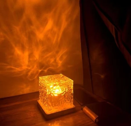 RGB square cube crystal night light  Indoor Bedroom Hotel Decoration Smart Lighting Water Ripple Ambient Nordic Lamp