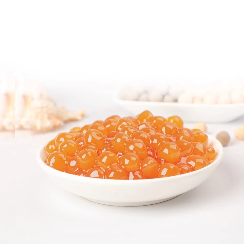 Tapioca Pearl Boba Crystal ball 1kg  White Peach Flavor Without Boiling Directly Use For Bubble Tea Shop & Fruit Tea Shop