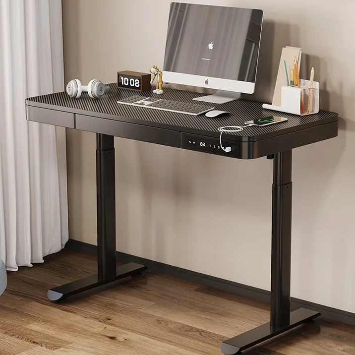 CHARMOUNT Standing Computer Desk Electric Lift Learning Office Desk With Drawer Lift Desk Wired Fast Charge