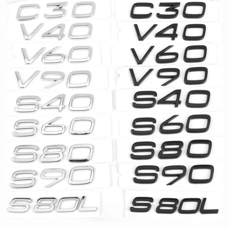 wholesale car logo AWD Trunk letter Stickers C30 V40 V50 V60 S60 S80 S90 auto Emblem For VOLVO